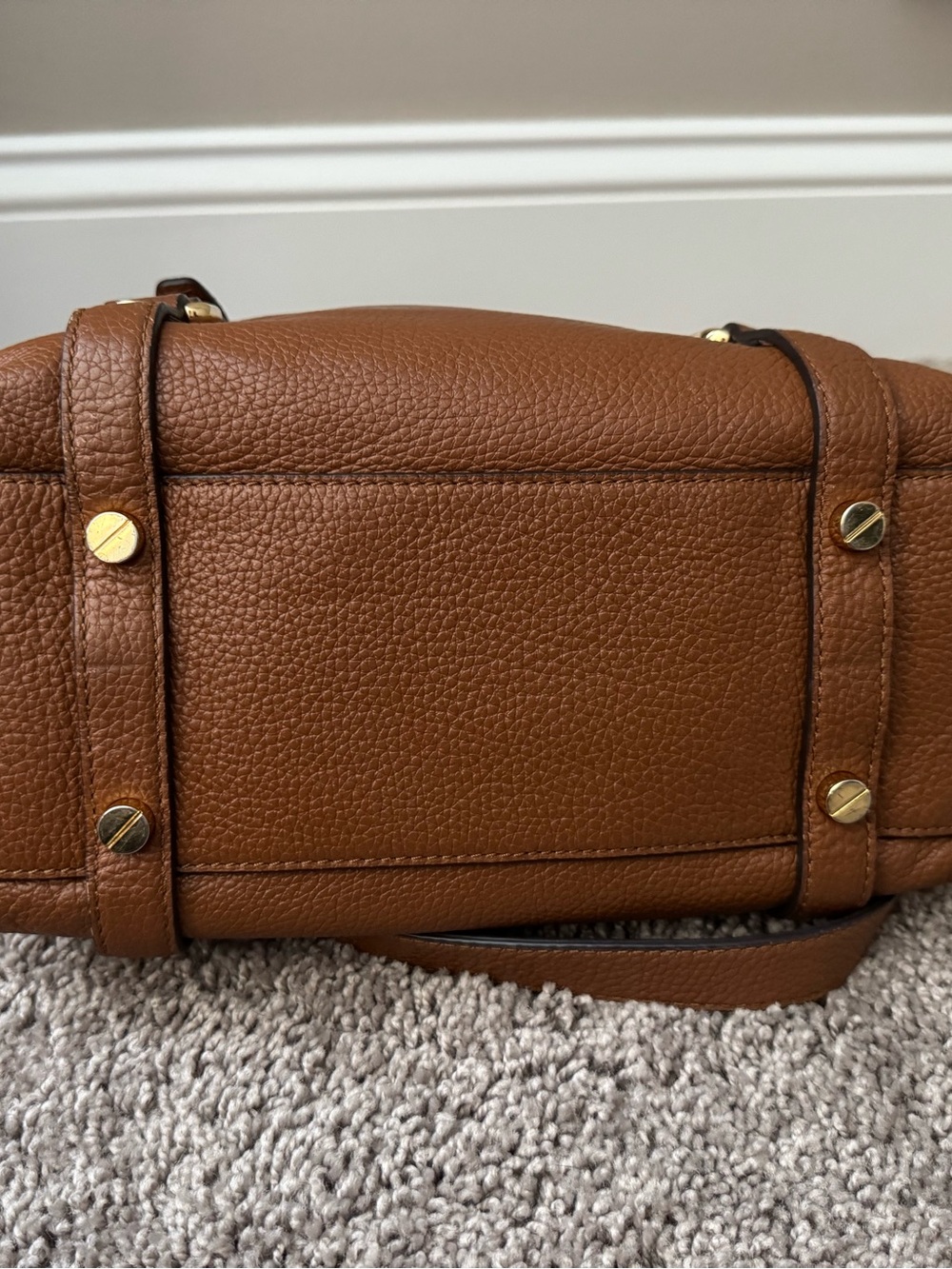 Michael Kors Cognac Pebbled Leather Crossbody Satchel - Picture 5 of 6